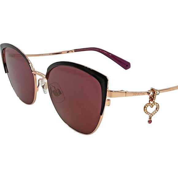 Swarovski SK0318 Womens Metal Sunglass 01Z Shiny Black 54-17 Dk Violet Lenses - Picture 2 of 5